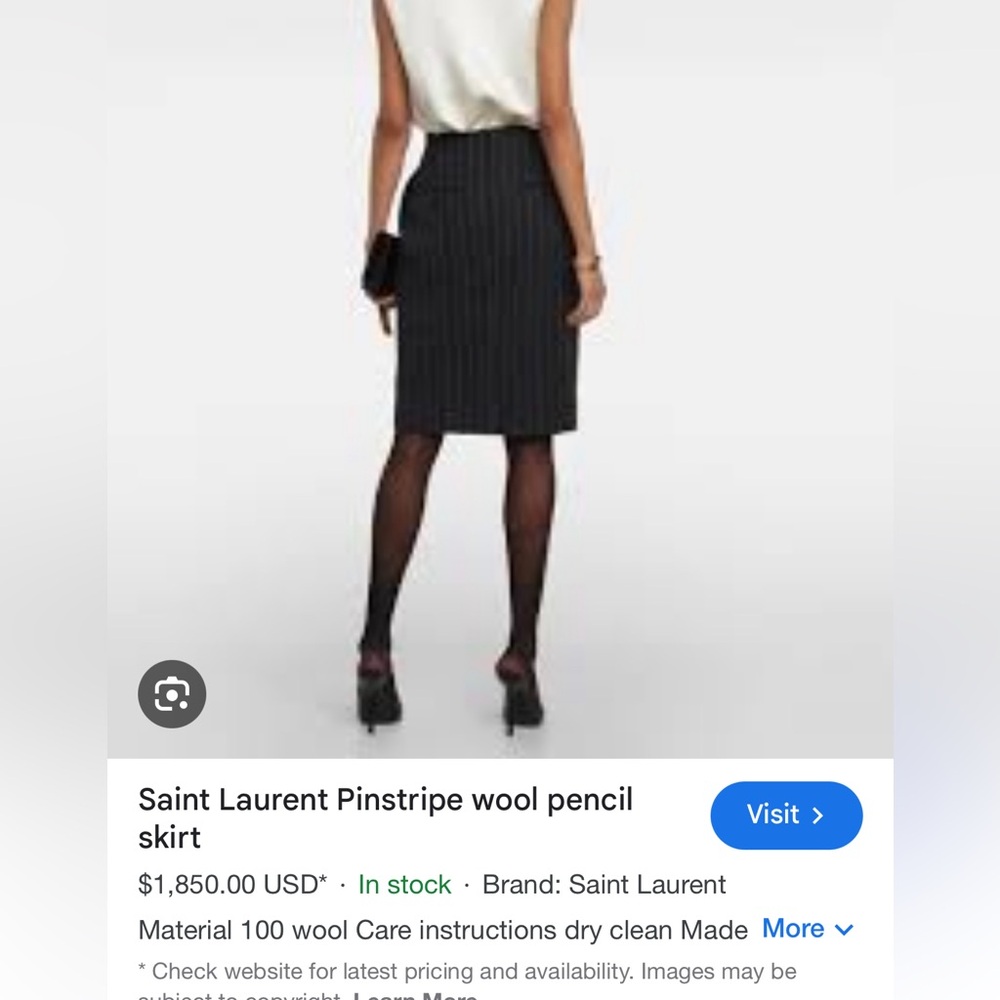 YSL Classic Black Pinstripe pencil Skirt new 42